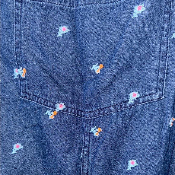 Aerie Denim Floral Romper Overall | 100% Cotton | Women’s L - Picture 4 of 11